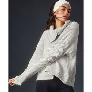 Anthropologie Sweaty Betty Restful Boucle Half Zip Sweatshirt Gray XS EUC